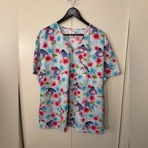 2 Winnie The Pooh Print Scrub Top